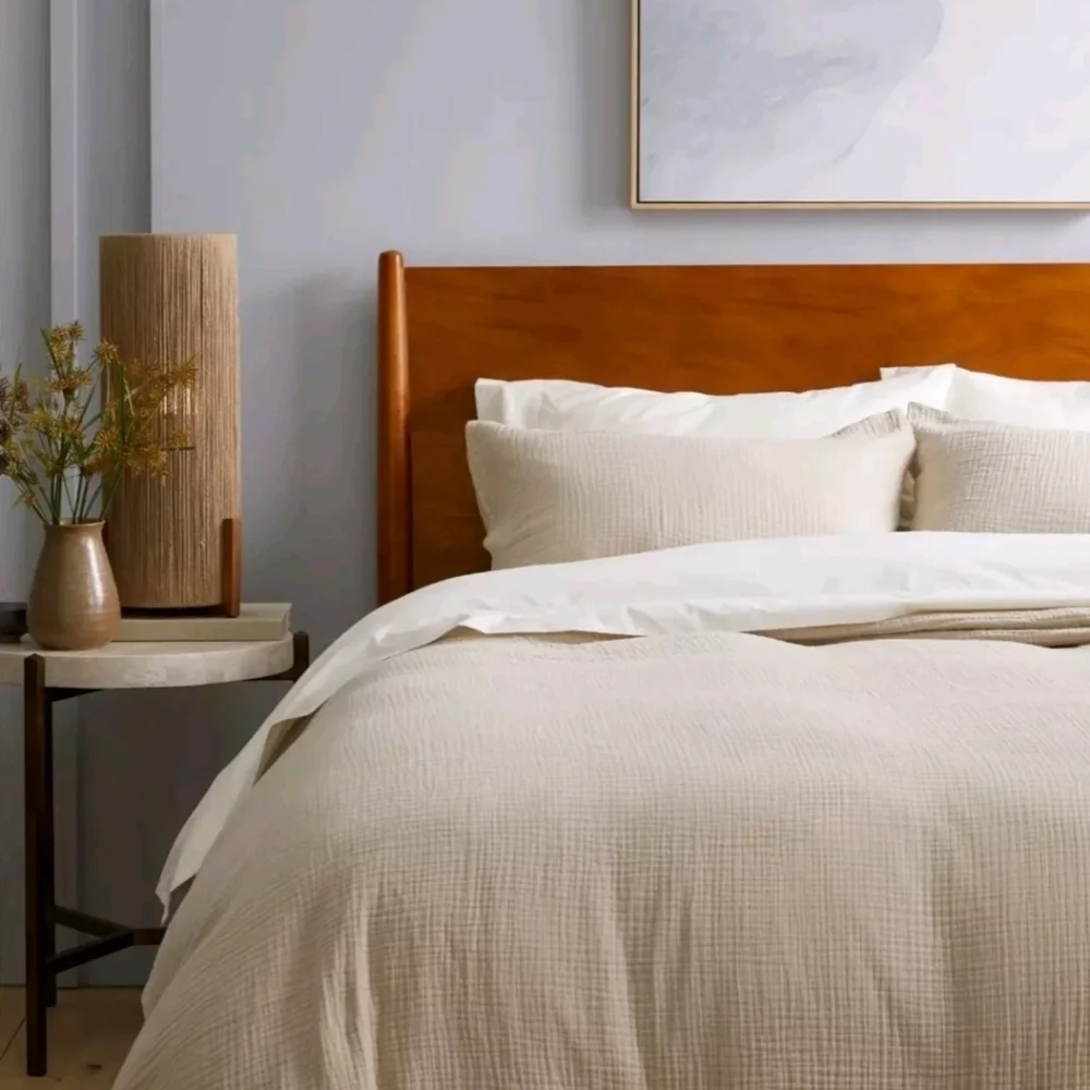 NWT- Quince Organic Cotton Dune Airy Gauze Duvet Cover! Full/ Queen (1210)